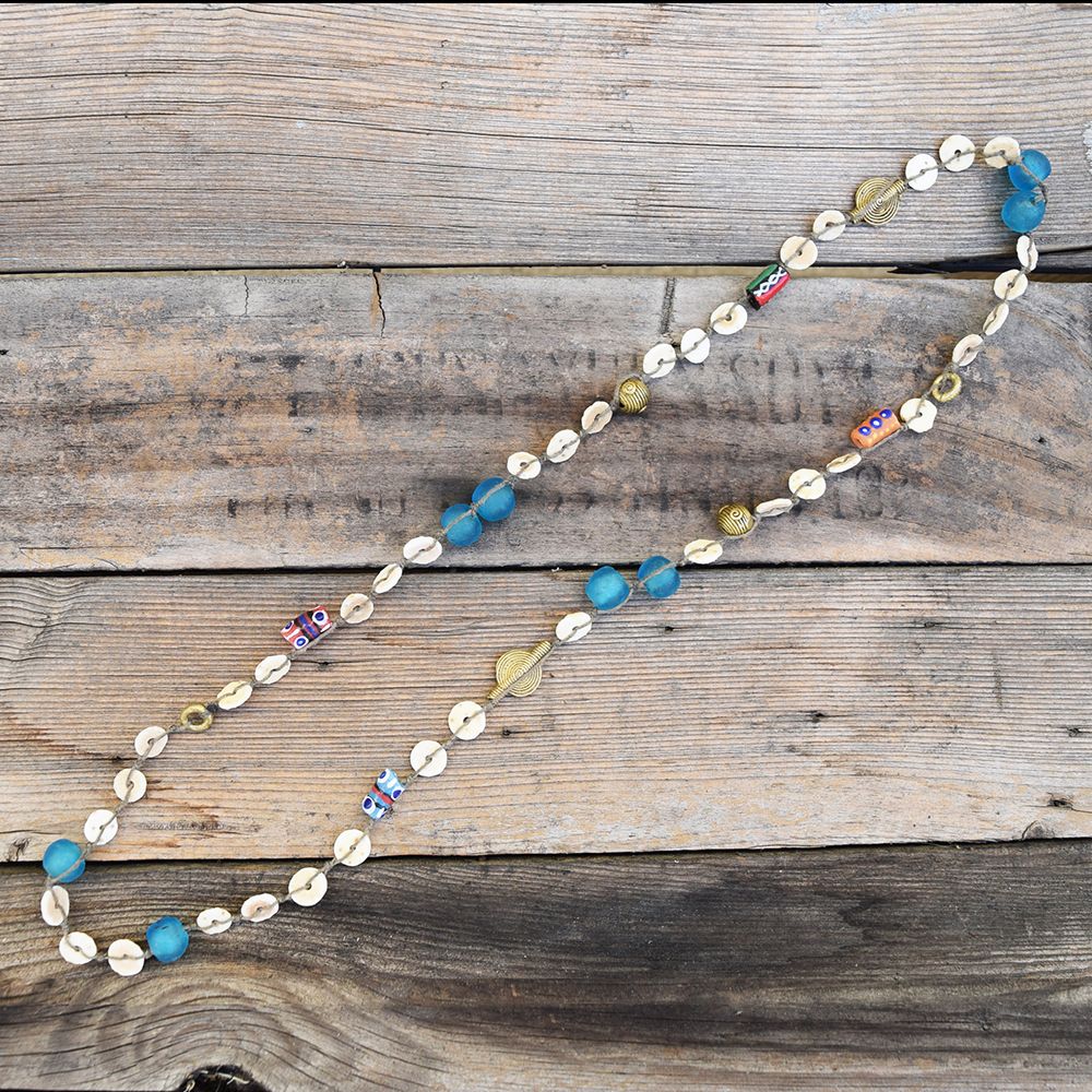 Ostrich Shell and Trade Bead Necklace