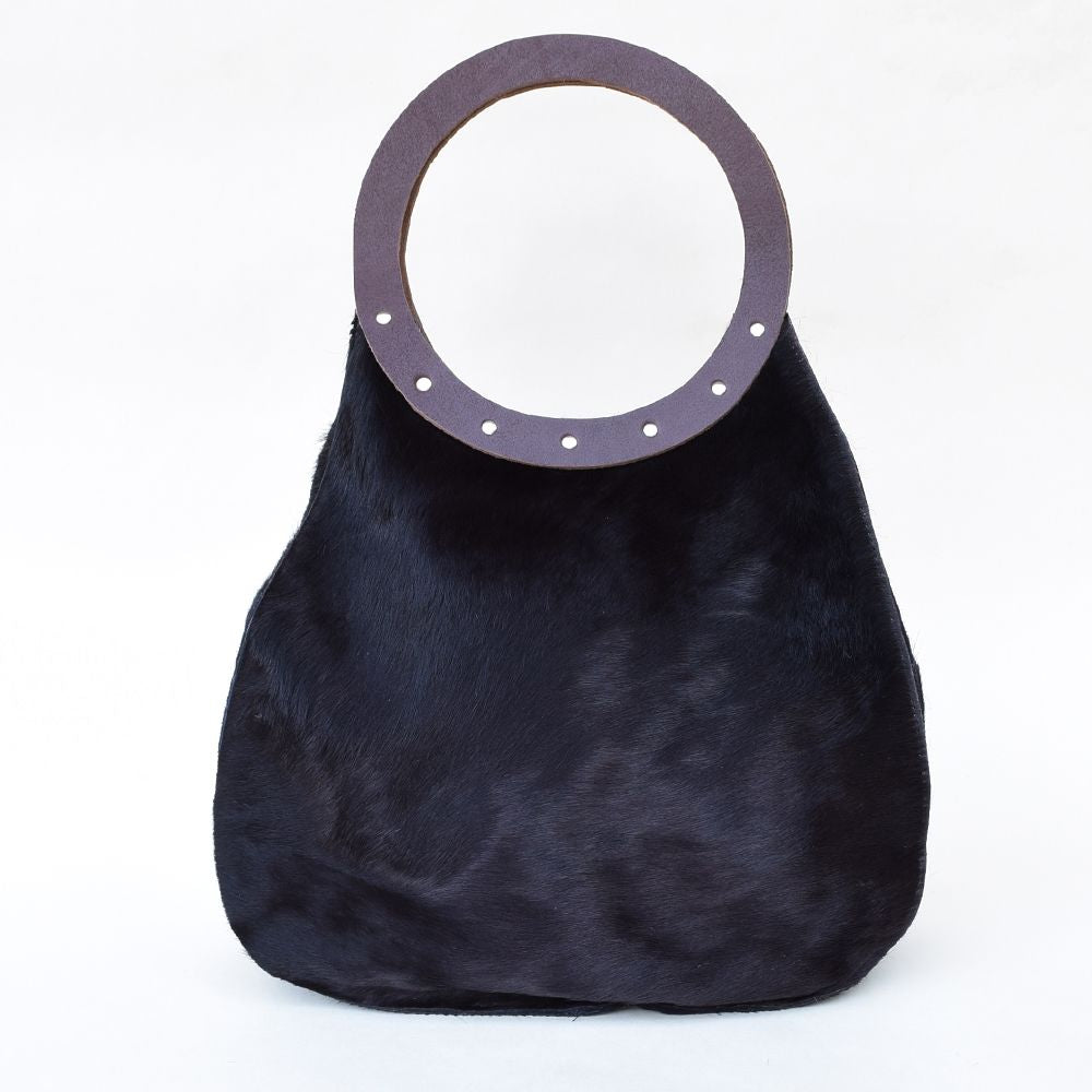 Black Hair-On Cowhide Pear Bag