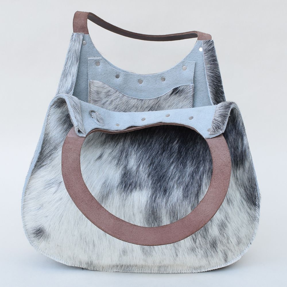 Grey Hair-On-Hide Pear Bag