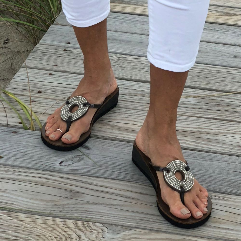 Disc Silver Sandals