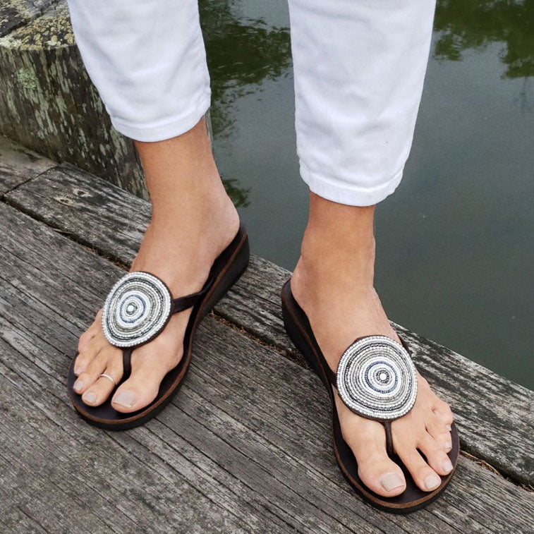 Medallion White Sandals