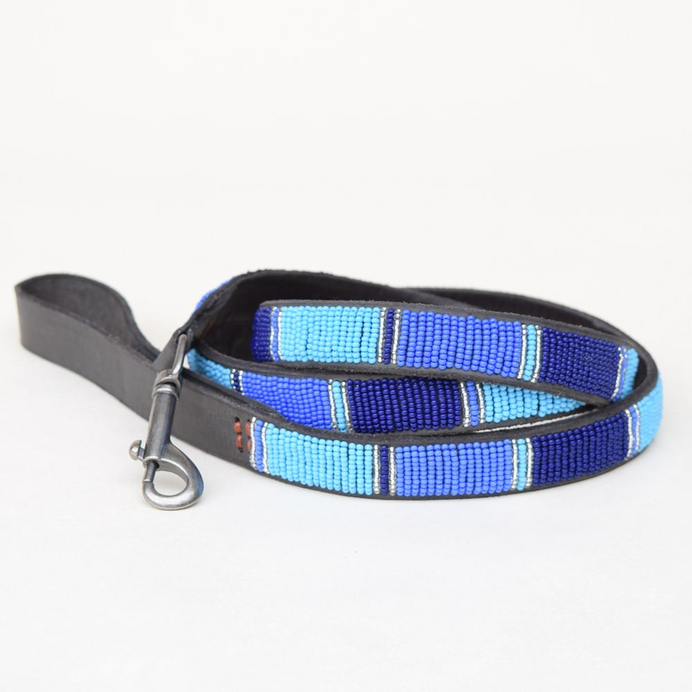 Wide Stripe Blue Dog Collar