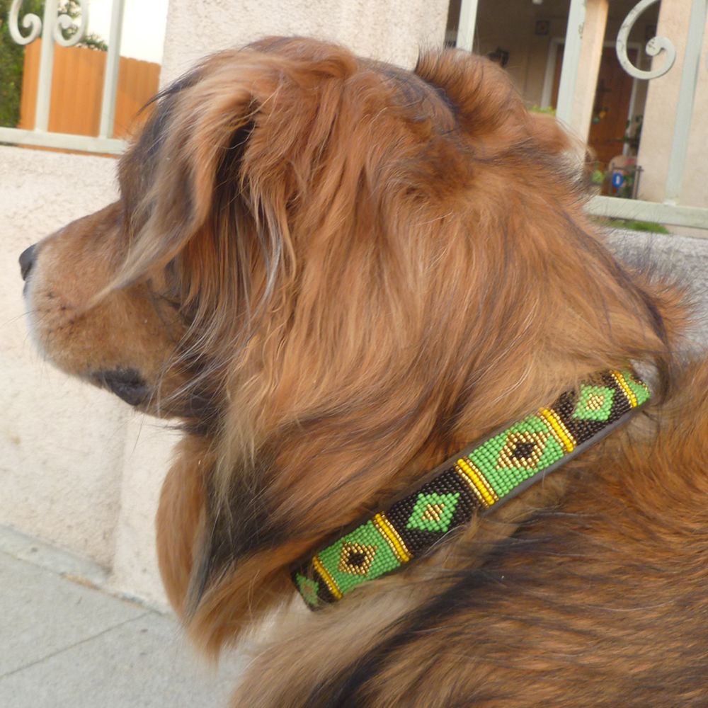 Diamonds Green Dog Collar Dog Collars
