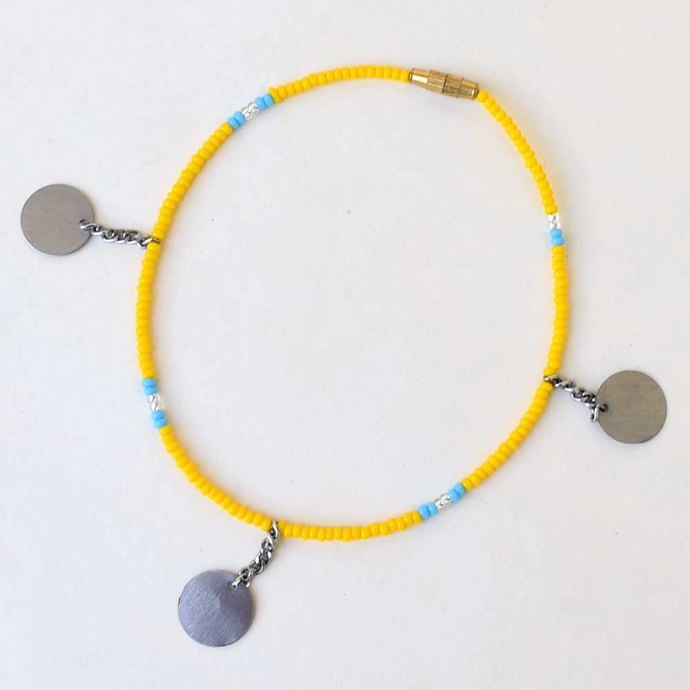 Anklet, Yellow With Silver Charms Jewelry & Gifts