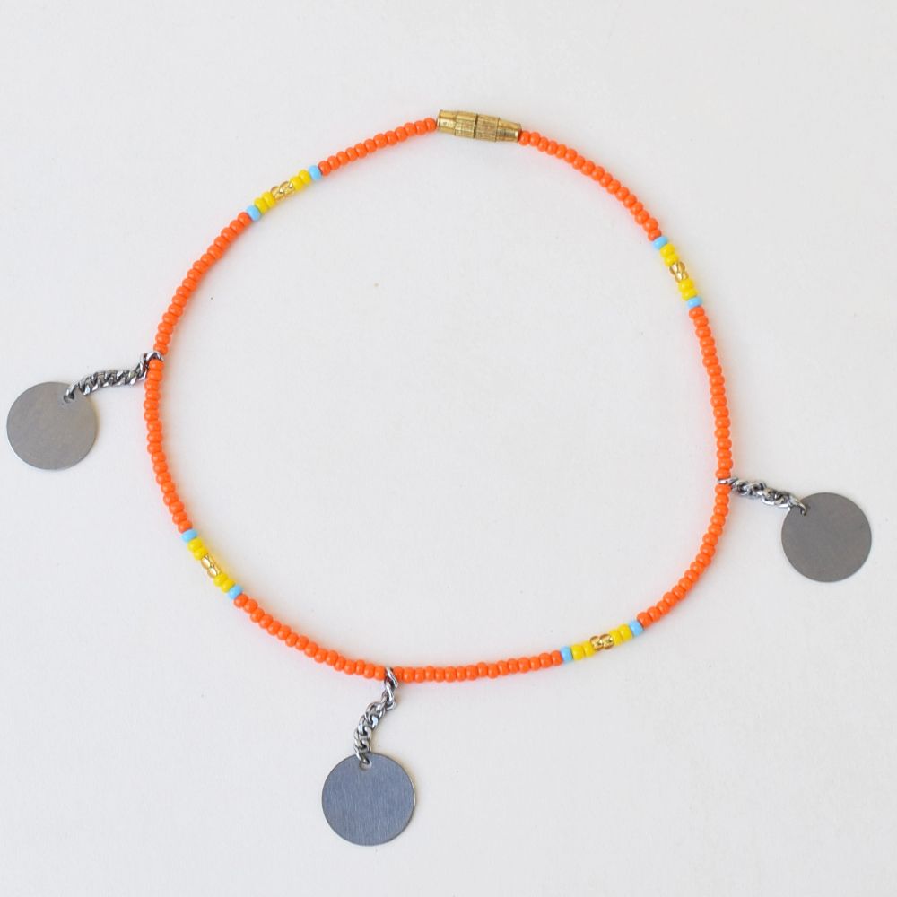 Anklet, Orange With Silver Charms Jewelry & Gifts