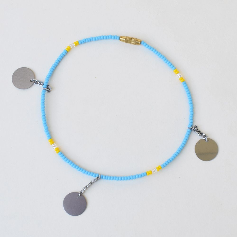 Anklet, Turquoise With Silver Charms