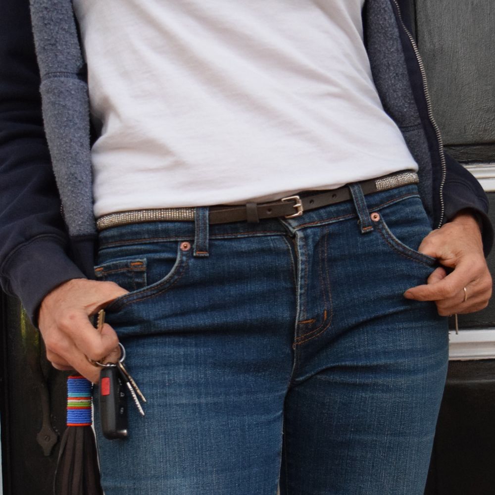 Skinny Silver Vertical Belt