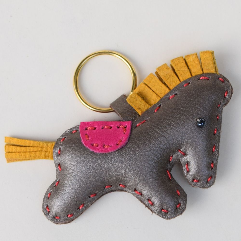 Metallic Grey Horse Keychain
