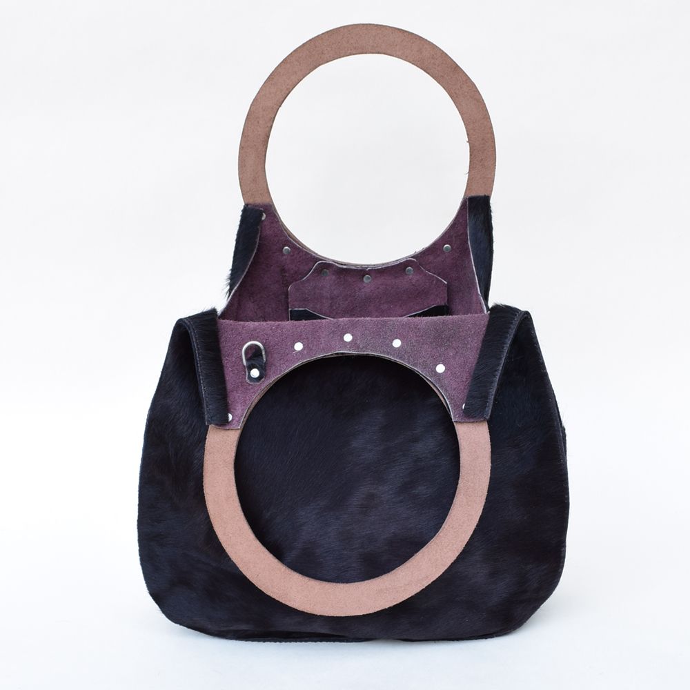Black Hair-On Cowhide Pear Bag