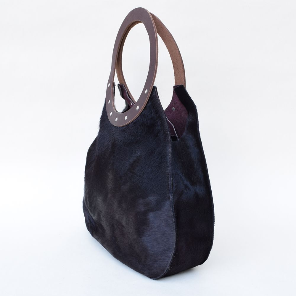 Black Hair-On Cowhide Pear Bag
