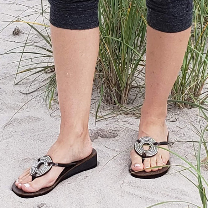 Disc Silver Sandals