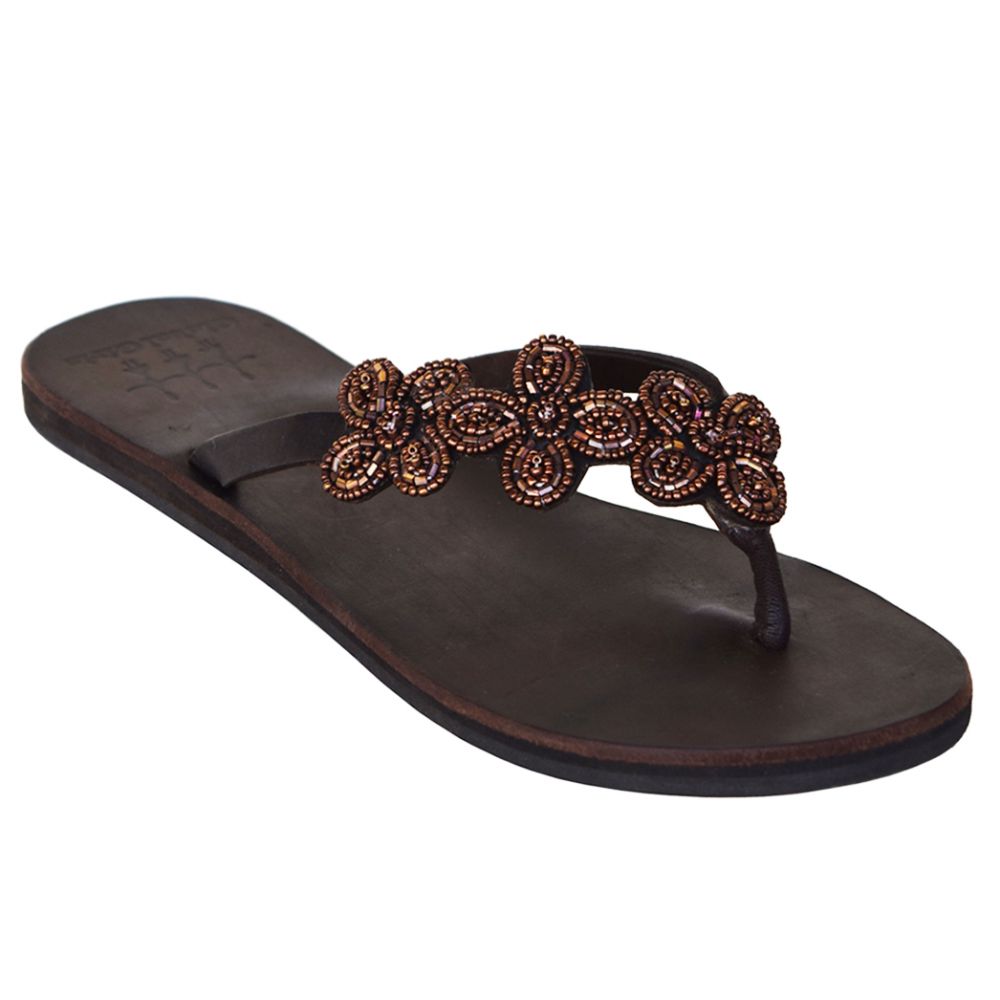 3 Flower Coffee Sandals