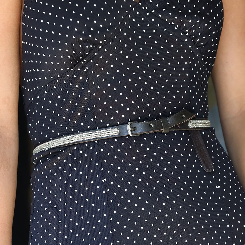 Skinny Silver Horizontal Belt