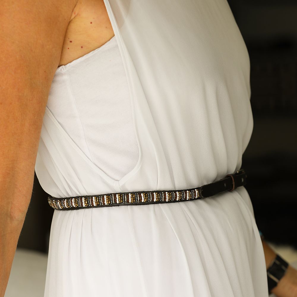 Skinny Brown and White Belt