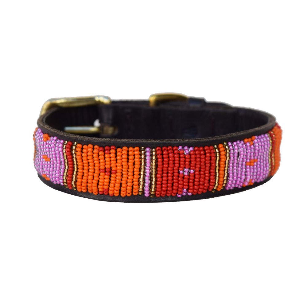 Dotted Panel Pink Dog Collar