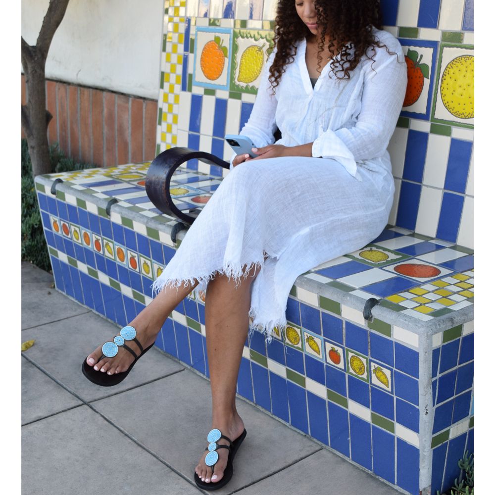 Triple Circle Turquoise Sandals