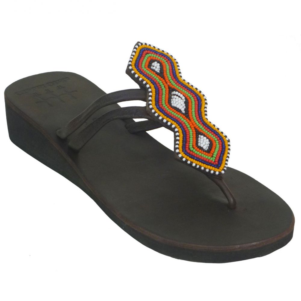 Colorful Beaded African Handmade Leather Gladiator Sandals Women's Size 39  (8.5) | eBay